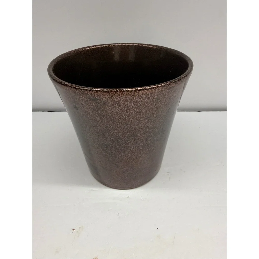 Vintage West German Pottery Bronze Metallic Glaze Ceramic Planter Pot 6 Inch